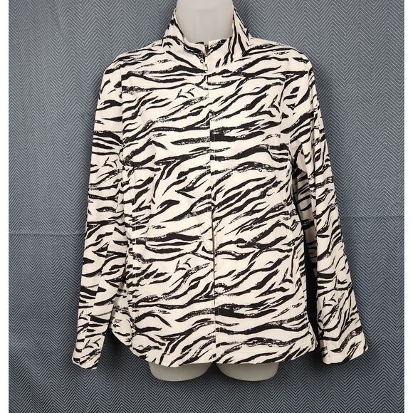 Additions by Chico's Jacket Size 1 US Medium Zebra Print Pockets - Picture 1 of 10